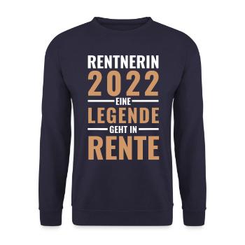 Rentnerin 2022 - Eine Legende geht in Rente - Unisex Pullover - Navy - Vorne - Alina (178cm) & Michal (187cm)