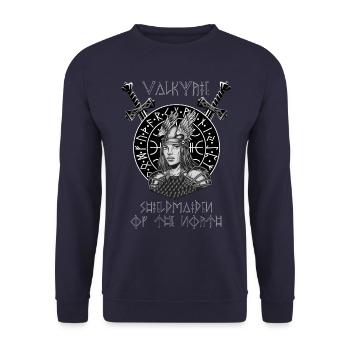 Valkyrie Shieldmaiden of the North - Unisex Sweatshirt - navy - Front - Alina (178cm) & Michal (187cm)