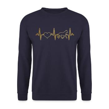 Pferd Herzschlag - Unisex Pullover - Navy - Vorne - Alina (178cm) & Michal (187cm)