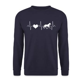 Pferd Herzschlag - Unisex Pullover - Navy - Vorne - Alina (178cm) & Michal (187cm)