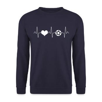 Fußball Herzschlag - Unisex Pullover - Navy - Vorne - Alina (178cm) & Michal (187cm)
