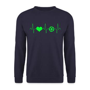 Fußball Herzschlag - Unisex Pullover - Navy - Vorne - Alina (178cm) & Michal (187cm)