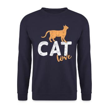 Cat Owner Cat Love - Unisex Sweatshirt - navy - Front - Alina (178cm) & Michal (187cm)