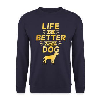 stolzer Hundebesitzer Spruch - Unisex Pullover - Navy - Vorne - Alina (178cm) & Michal (187cm)