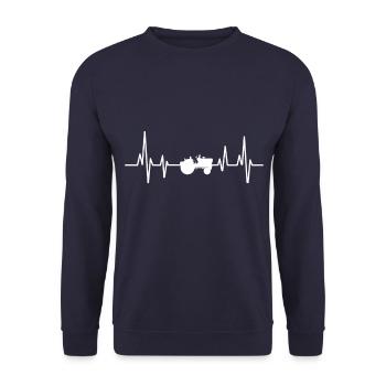 traktor Bauer Diesel Herzschlag Geschenk design - Unisex Pullover - Navy - Vorne - Alina (178cm) & Michal (187cm)