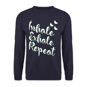 Inhale Exhale repeat yoga meditation - Unisex Sweatshirt - navy - Front - Alina (178cm) & Michal (187cm)