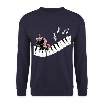 Piano Unicorn Piano Funny Animals Music - Unisex Sweatshirt - navy - Front - Alina (178cm) & Michal (187cm)