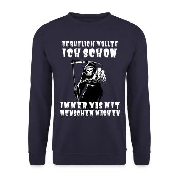 Beruflich wollte ich schon immer was mit Menschen - Unisex Pullover - Navy - Vorne - Alina (178cm) & Michal (187cm)