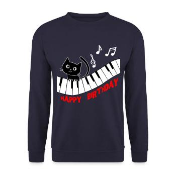 Piano Cat Piano I Funny Animals | Music Happy - Unisex Sweatshirt - navy - Front - Alina (178cm) & Michal (187cm)
