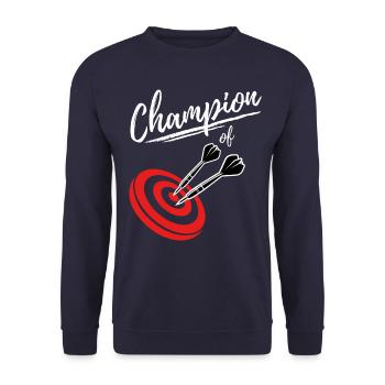 Champion of Darts - Cool Darts Player - Unisex Sweatshirt - navy - Front - Alina (178cm) & Michal (187cm)