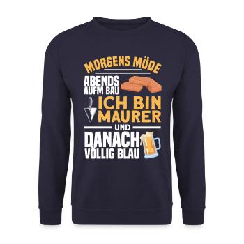 Maurer Geschenk - Unisex Pullover - Navy - Vorne - Alina (178cm) & Michal (187cm)