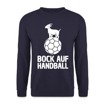 BOCK AUF HANDBALL LUSTIGER HANDBALLSPIELER - Unisex Pullover - Navy - Vorne - Alina (178cm) & Michal (187cm)