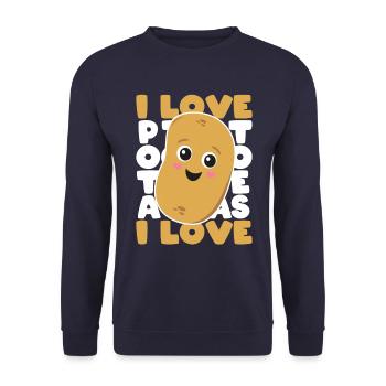 I love Potatoes Potato Potatoes Gift - Unisex Sweatshirt - navy - Front - Alina (178cm) & Michal (187cm)
