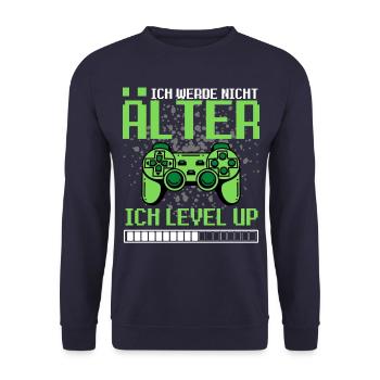 ICH WERDE NICHT ÄLTER - ICH LEVEL UP! Lustiger - Unisex Pullover - Navy - Vorne - Alina (178cm) & Michal (187cm)