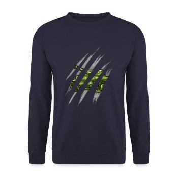 Panzer im Inneren - Deutsche Raubkatzen Panzer - Unisex Pullover - Navy - Vorne - Alina (178cm) & Michal (187cm)