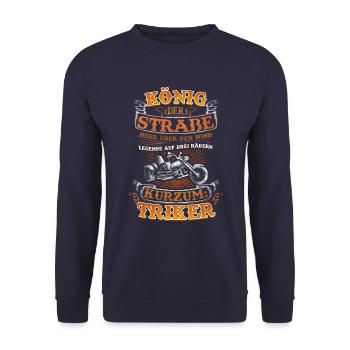 Legende auf Drei Rädern - Triker und Motortrike - Unisex Pullover - Navy - Vorne - Alina (178cm) & Michal (187cm)