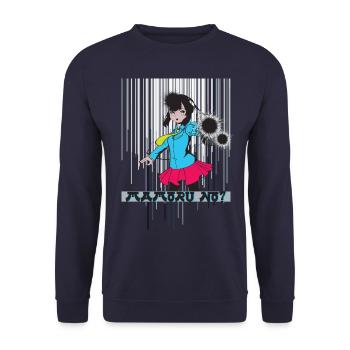 Anime Style Girl Power Geschenkidee - Unisex Pullover - Navy - Vorne - Alina (178cm) & Michal (187cm)