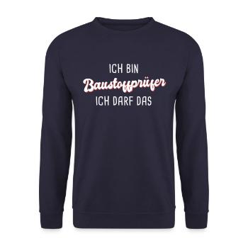 Baustoffprüfer - Unisex Pullover - Navy - Vorne - Alina (178cm) & Michal (187cm)