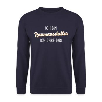 Raumausstatter - Unisex Pullover - Navy - Vorne - Alina (178cm) & Michal (187cm)