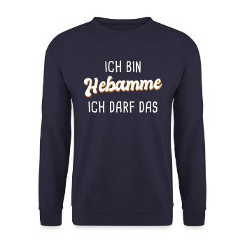 Hebamme - Unisex Pullover - Navy - Vorne - Alina (178cm) & Michal (187cm)