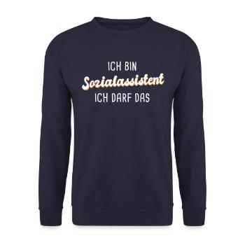 Sozialassistent - Unisex Pullover - Navy - Vorne - Alina (178cm) & Michal (187cm)