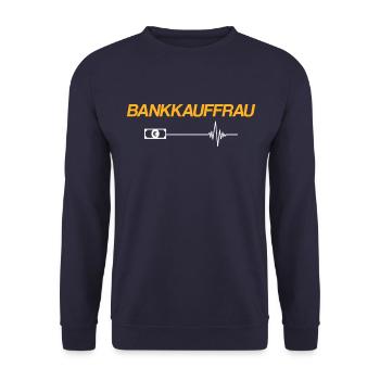 Bankkauffrau - Unisex Pullover - Navy - Vorne - Alina (178cm) & Michal (187cm)