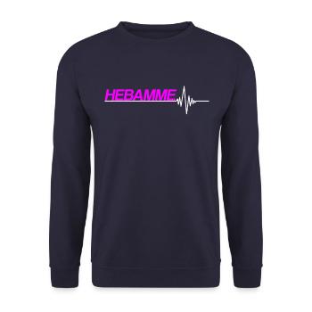 Hebamme - Unisex Pullover - Navy - Vorne - Alina (178cm) & Michal (187cm)