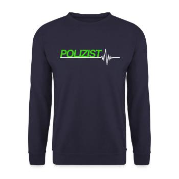 Polizist Herzschlag - Unisex Pullover - Navy - Vorne - Alina (178cm) & Michal (187cm)