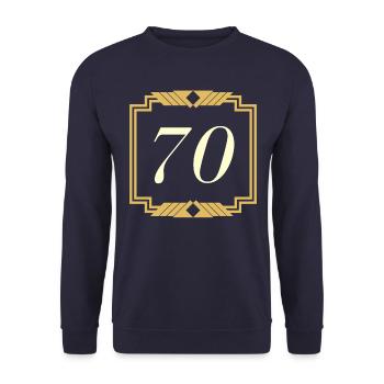 70. Geburtstag Spruch - 70 Jahre Party - Unisex Pullover - Navy - Vorne - Alina (178cm) & Michal (187cm)