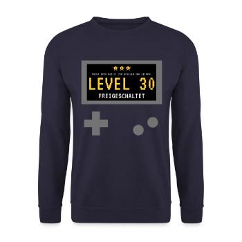 Level 30 freigeschaltet! Gamer Spieler Zocker - Unisex Pullover - Navy - Vorne - Alina (178cm) & Michal (187cm)