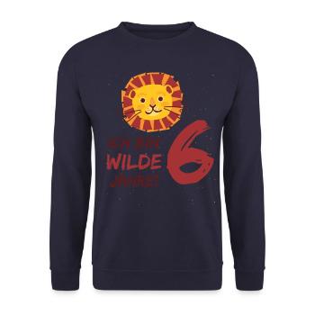 Ich bin wilde 6 Jahre! 6. Geburtstag Löwe 6 Jahre - Unisex Pullover - Navy - Vorne - Alina (178cm) & Michal (187cm)