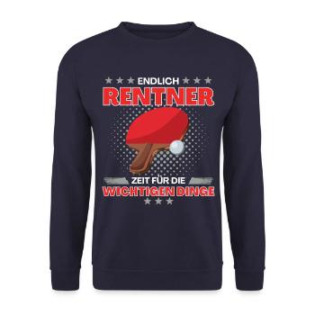Tischtennisspieler in Rente! Endlich Zeit - Unisex Pullover - Navy - Vorne - Alina (178cm) & Michal (187cm)