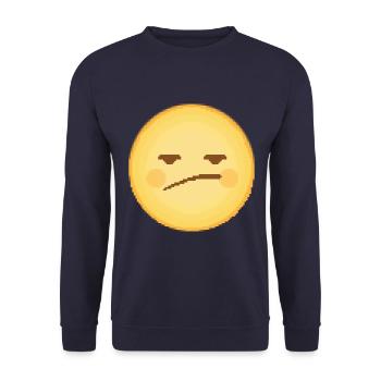 Retro Pixel Sad Emoji - Unisex Sweatshirt - navy - Front - Alina (178cm) & Michal (187cm)