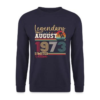 Légendaire Août 1973 49e anniversaire Cadeau Amusant - Sweat-shirt Unisexe - marine - Devant - Alina (178cm) & Michal (187cm)