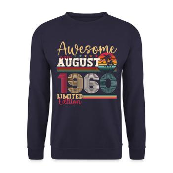 Awesome since August 1960 62nd Birthday Gift - Unisex Sweatshirt - navy - Front - Alina (178cm) & Michal (187cm)