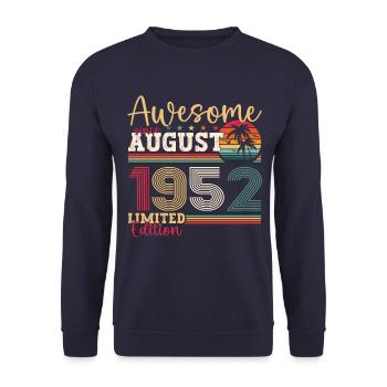 Awesome since August 1952 70th Birthday Gift - Unisex Sweatshirt - navy - Front - Alina (178cm) & Michal (187cm)