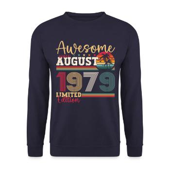 Awesome since August 1979 43rd Birthday Gift - Unisex Sweatshirt - navy - Front - Alina (178cm) & Michal (187cm)