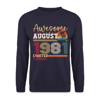 Awesome since August 1981 41st Birthday Gift - Unisex Sweatshirt - navy - Front - Alina (178cm) & Michal (187cm)