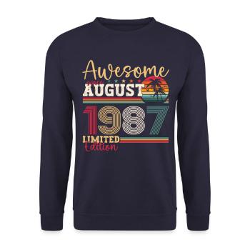 Awesome since August 1987 35th Birthday Gift - Unisex Sweatshirt - navy - Front - Alina (178cm) & Michal (187cm)