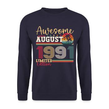 Awesome since August 1991 31st Birthday Gift - Unisex Sweatshirt - navy - Front - Alina (178cm) & Michal (187cm)