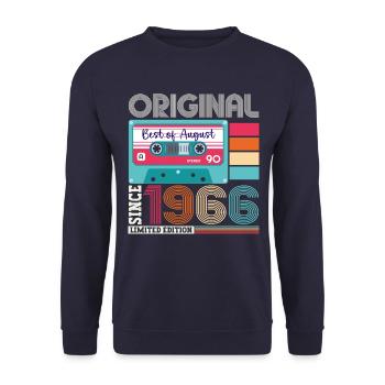 Original August 1966 56. Geburtstag Geschenk Retro - Unisex Pullover - Navy - Vorne - Alina (178cm) & Michal (187cm)