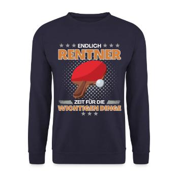 Tischtennisspieler in Rente! Endlich Zeit - Unisex Pullover - Navy - Vorne - Alina (178cm) & Michal (187cm)