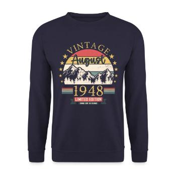 Original Août Vintage 1948 Cadeau d’anniversaire - Sweat-shirt Unisexe - marine - Devant - Alina (178cm) & Michal (187cm)