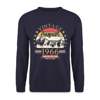 Original August Vintage 1966 Geburtstag Geschenk - Unisex Pullover - Navy - Vorne - Alina (178cm) & Michal (187cm)