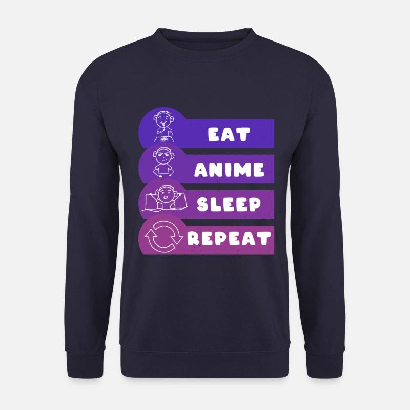 Manger Anime Sleep Répéter - Sweat-shirt Unisexe - marine