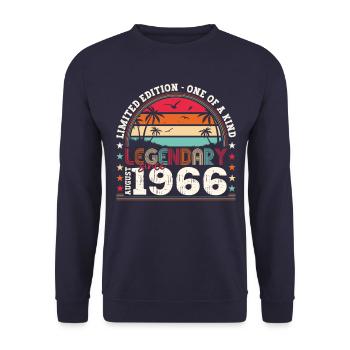 Legendär August 1966 56. Geburtstag Geschenk Fun - Unisex Pullover - Navy - Vorne - Alina (178cm) & Michal (187cm)