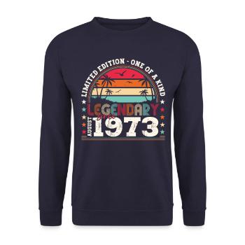 Légendaire Août 1973 49e anniversaire Cadeau Amusant - Sweat-shirt Unisexe - marine - Devant - Alina (178cm) & Michal (187cm)