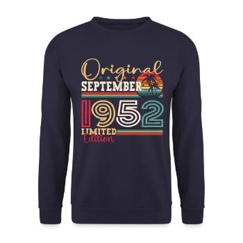 Original September Vintage 1952 Birthday Funny - Unisex Sweatshirt - navy - Front - Alina (178cm) & Michal (187cm)