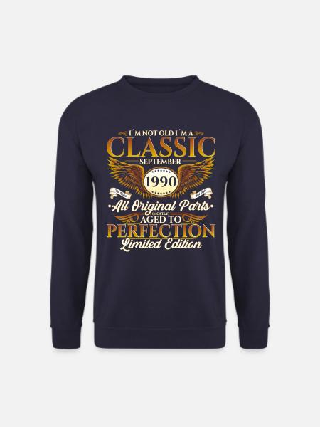 Jahrgang 1990 Geburtstag Geschenk Herren September - Unisex Pullover - Navy