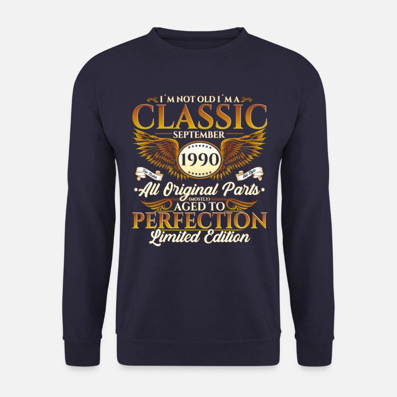Jahrgang 1990 Geburtstag Geschenk Herren September - Unisex Pullover - Navy